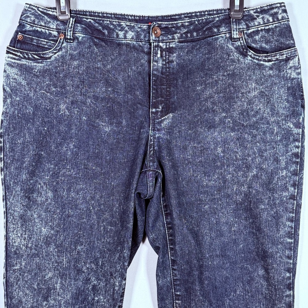 Denim 24/7 Jeans Women 16W Blue Denim 90's Acid Washed 39x27" Rise 11" - Picture 2 of 8